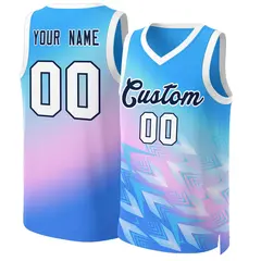 Powder Blue-Black Gradient Slash Basketball Jersey 1