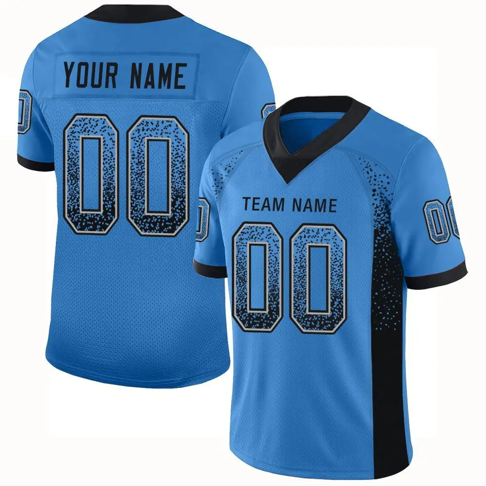 Powder Blue Black-Gray Drift Fashion Mesh Football Jersey
