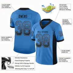 Powder Blue Black-Gray Drift Fashion Mesh Football Jersey 2