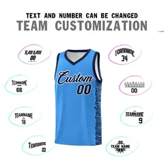 Powder Blue Black Indians Pattern Basketball Uniform Jersey 4