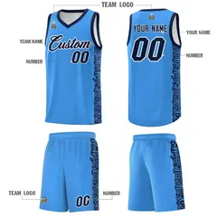 Powder Blue Black Indians Pattern Basketball Uniform Jersey 5