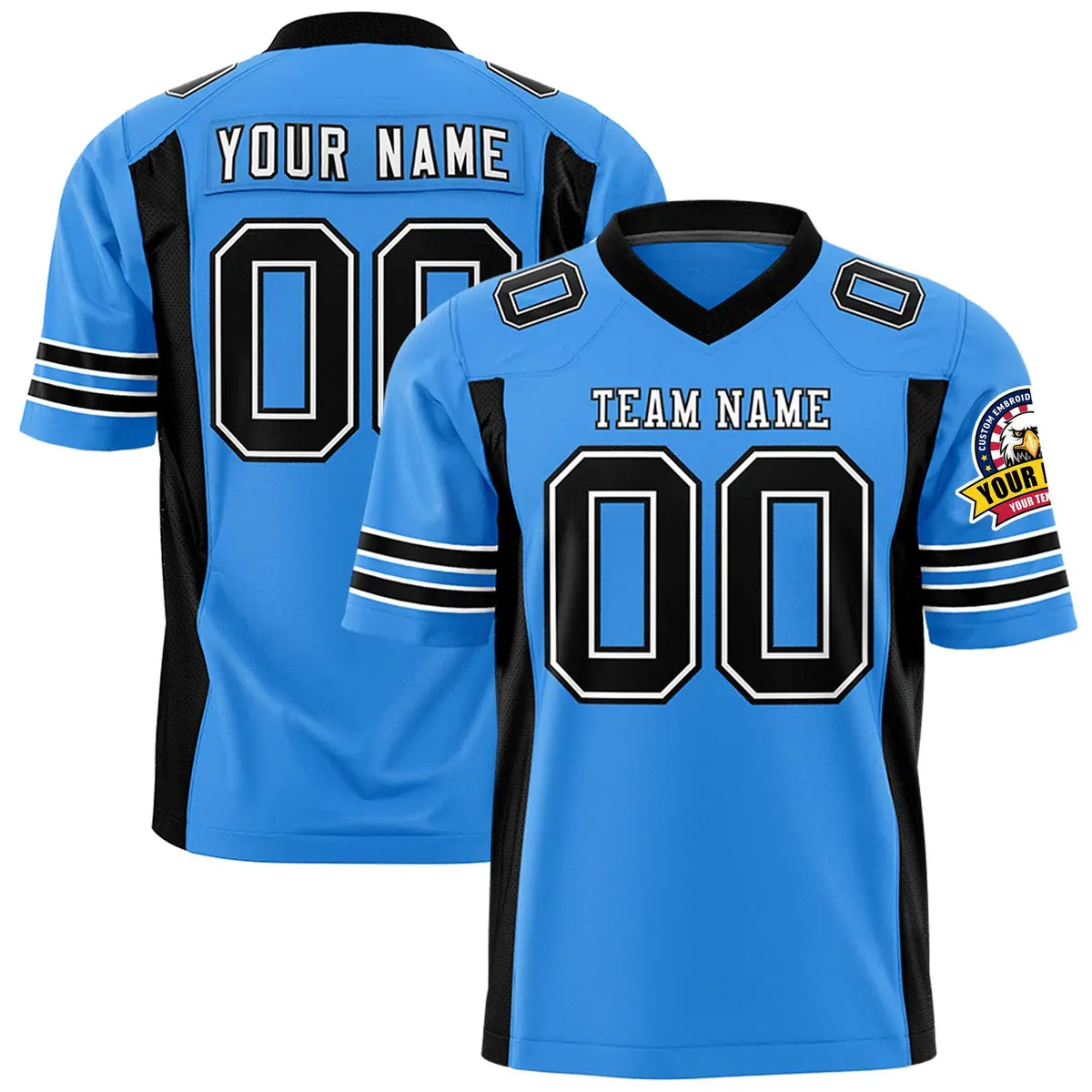 Powder Blue Black Insert Color Authentic Football Jersey