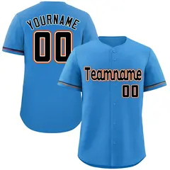Powder Blue Black-Orange Classic Style Baseball Jersey 1