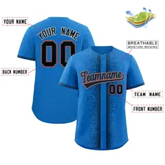 Powder Blue Black Phonetic Rhythm Authentic Baseball Jersey 2