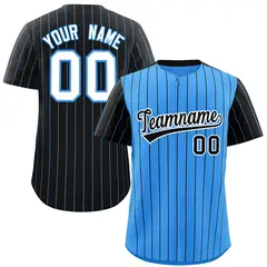 Powder Blue Black Pinstripe Raglan Sleeves Baseball Jersey 1