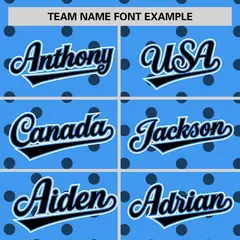 Powder Blue Black Polka Dot Graffiti Baseball Jersey 3