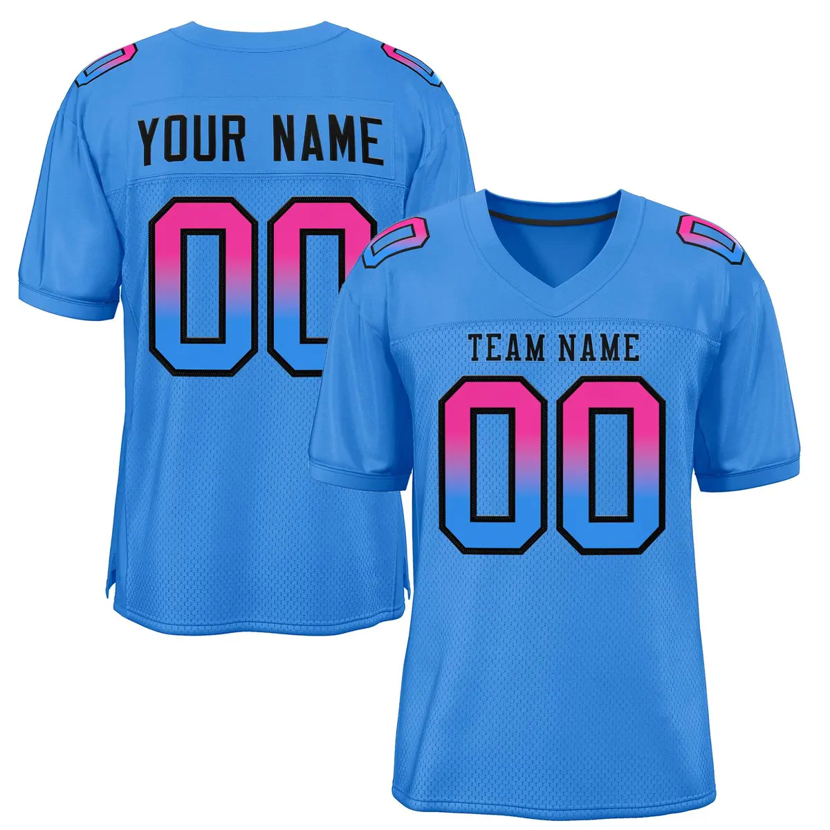 Powder Blue Black Powder Blue Gradient Football Jersey