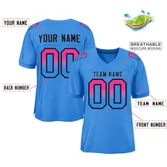 Powder Blue Black Powder Blue Gradient Football Jersey 2