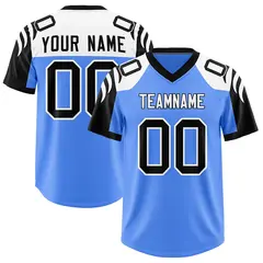 Powder Blue Black Raglan Authentic Football Jersey 1