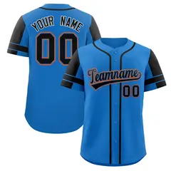 Powder Blue Black Raglan Sleeves Authentic Baseball Jersey 1