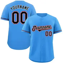 Powder Blue Black-Red Classic Style Baseball Jersey 1