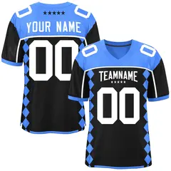 Powder Blue Black Side Blocks Raglan Football Jersey 1