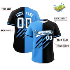 Powder Blue Black Split Tiger Claw Scratch Baseball Jersey 2