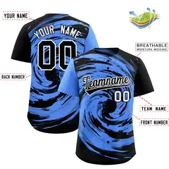 Powder Blue Black Swirl Graffiti Baseball Jersey 2