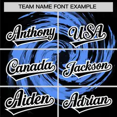 Powder Blue Black Swirl Graffiti Baseball Jersey 3