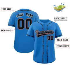 Powder Blue Black Thorns Ribbed Baseball Jersey 2