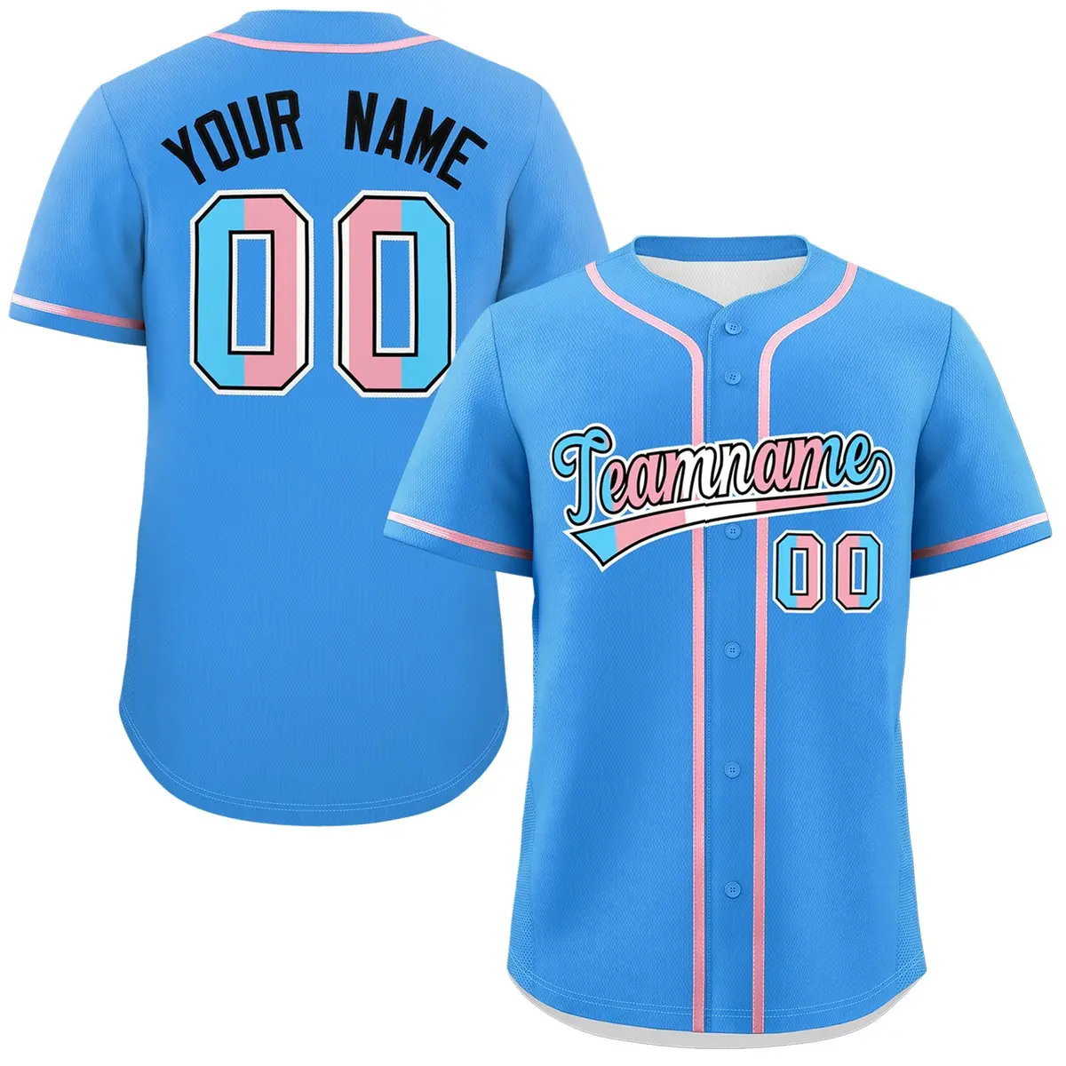 Powder Blue Black Transgender Pride Month Baseball Jersey