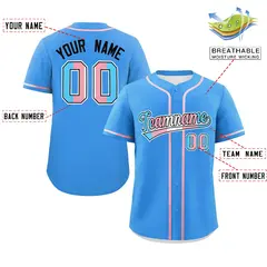 Powder Blue Black Transgender Pride Month Baseball Jersey 2