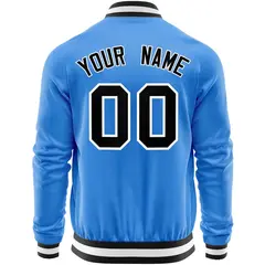 Powder Blue Black Varsity Full-Zip Letterman Baseball Jacket 6