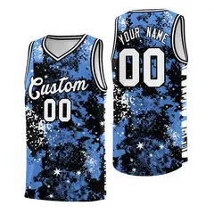 Powder Blue Black Vice Burst Graffiti Basketball Jersey 1