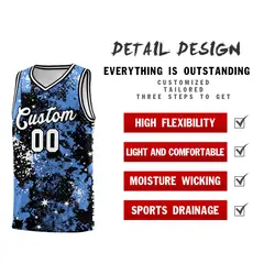 Powder Blue Black Vice Burst Graffiti Basketball Jersey 2