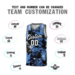 Powder Blue Black Vice Burst Graffiti Basketball Jersey 4