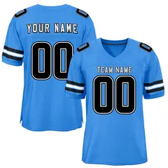 Powder Blue Black-White Classic Mesh Football Jersey 1
