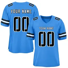 Powder Blue Black-White Classic Mesh Football Jersey 1