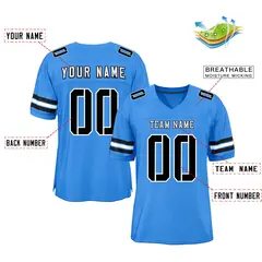 Powder Blue Black-White Classic Mesh Football Jersey 2