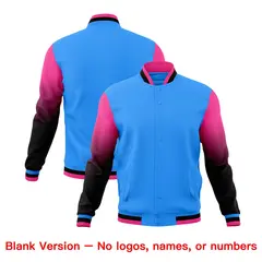 Powder Blue Black White Gradient Raglan Varsity Letterman Jacket 7
