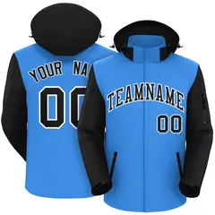 Powder Blue Black-White Raglan Sleeves Waterproof Jacket 1