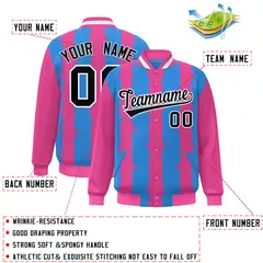 Powder Blue Blade Pattern Raglan Varsity Letterman Baseball Jacket 2