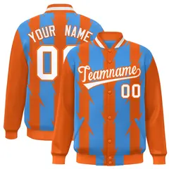 Powder Blue Blade Pattern Raglan Varsity Letterman Baseball Jacket