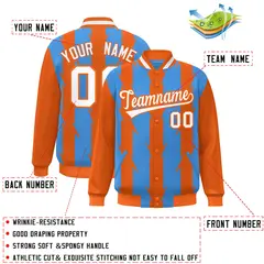 Powder Blue Blade Pattern Raglan Varsity Letterman Baseball Jacket 2