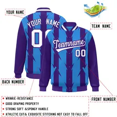 Powder Blue Blade Pattern Raglan Varsity Letterman Baseball Jacket 2