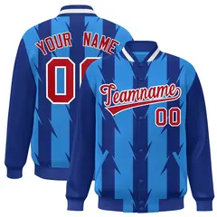 Powder Blue Blade Pattern Raglan Varsity Letterman Baseball Jacket 1