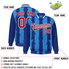 Powder Blue Blade Pattern Raglan Varsity Letterman Baseball Jacket 2