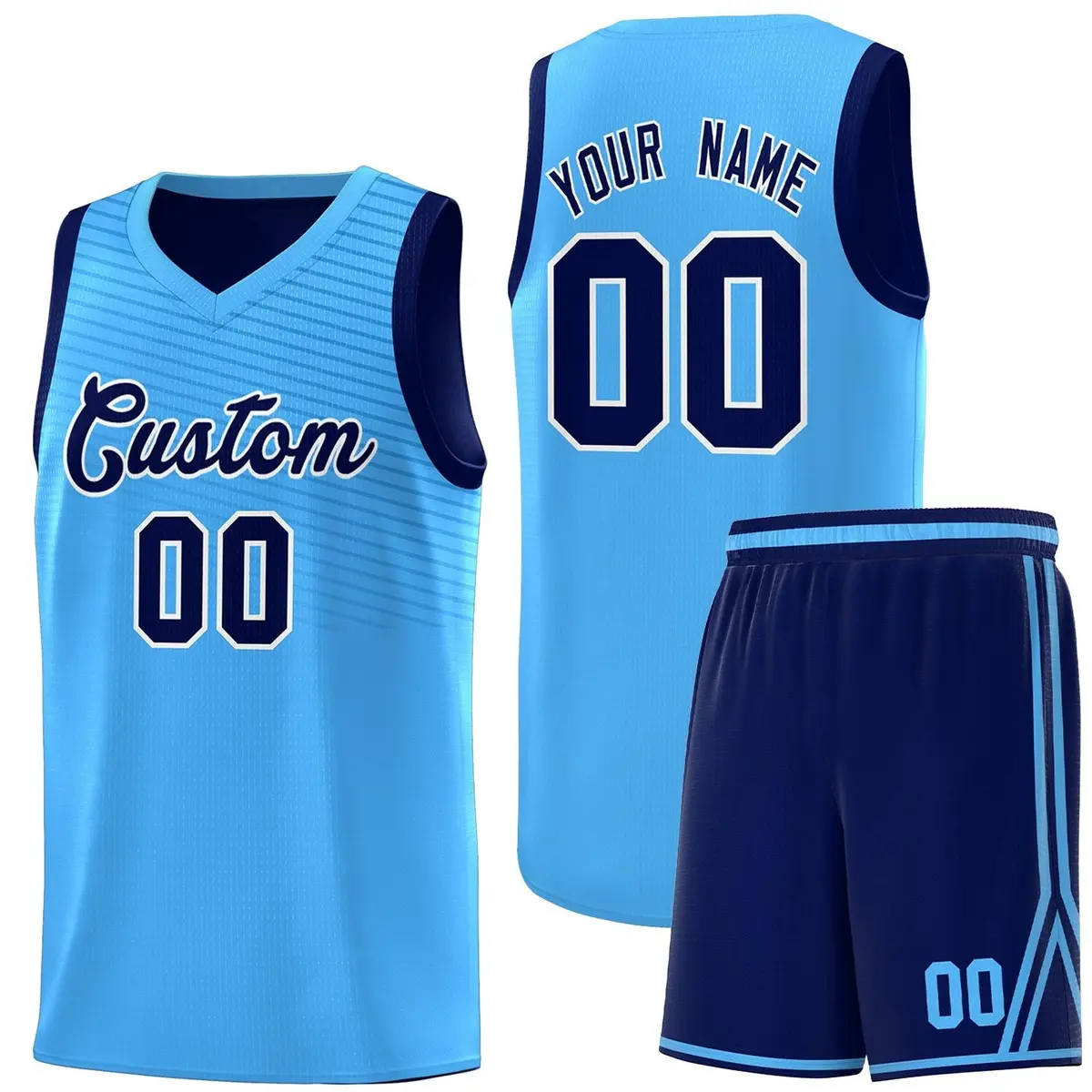 Powder Blue Blue Chest Slash Pattern Basketball Jersey