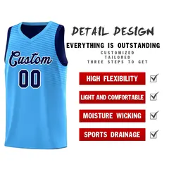 Powder Blue Blue Chest Slash Pattern Basketball Jersey 5