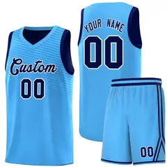 Powder Blue Blue Chest Slash Pattern Basketball Jersey 1
