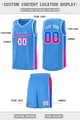 Powder Blue Blue-Pink Gradient Basketball Jersey 2