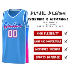 Powder Blue Blue-Pink Gradient Basketball Jersey 5