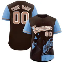 Powder Blue Brown Raptor Series Raglan Baseball Jersey