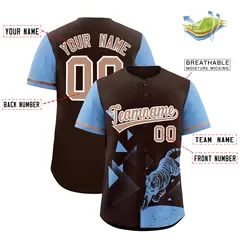 Powder Blue Brown Raptor Series Raglan Baseball Jersey 2