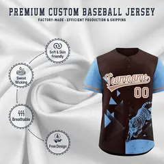 Powder Blue Brown Raptor Series Raglan Baseball Jersey 3
