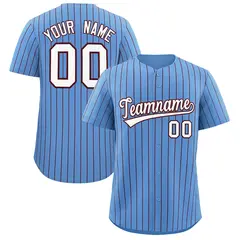 Powder Blue Burgundy Stripe Baseball Jersey