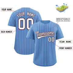 Powder Blue Burgundy Stripe Baseball Jersey 2