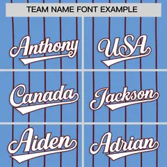Powder Blue Burgundy Stripe Baseball Jersey 3