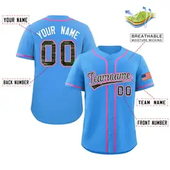 Powder Blue Camo Font Authentic Baseball Jersey 2