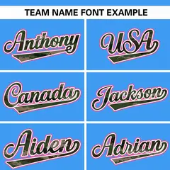 Powder Blue Camo Font Authentic Baseball Jersey 3